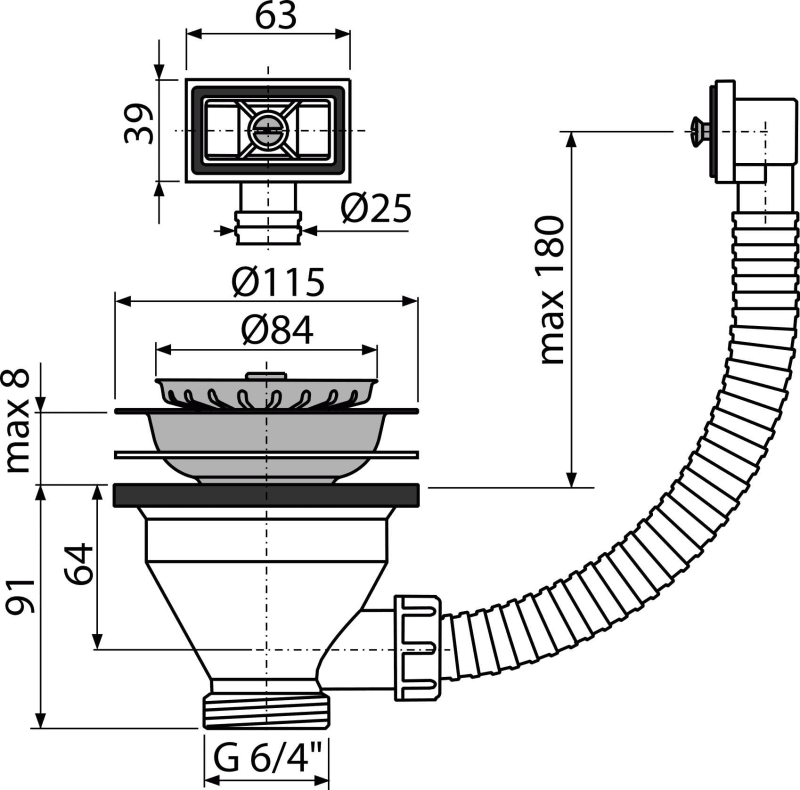 A38 ნიჟარის სიფონის ჩამკეტი 6/4" - Image 3
